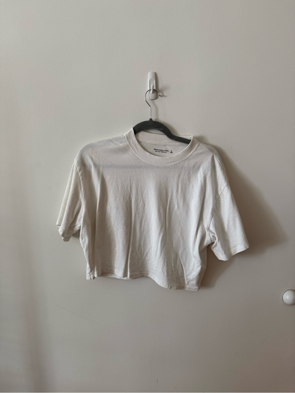 A&F White Cropped Tee